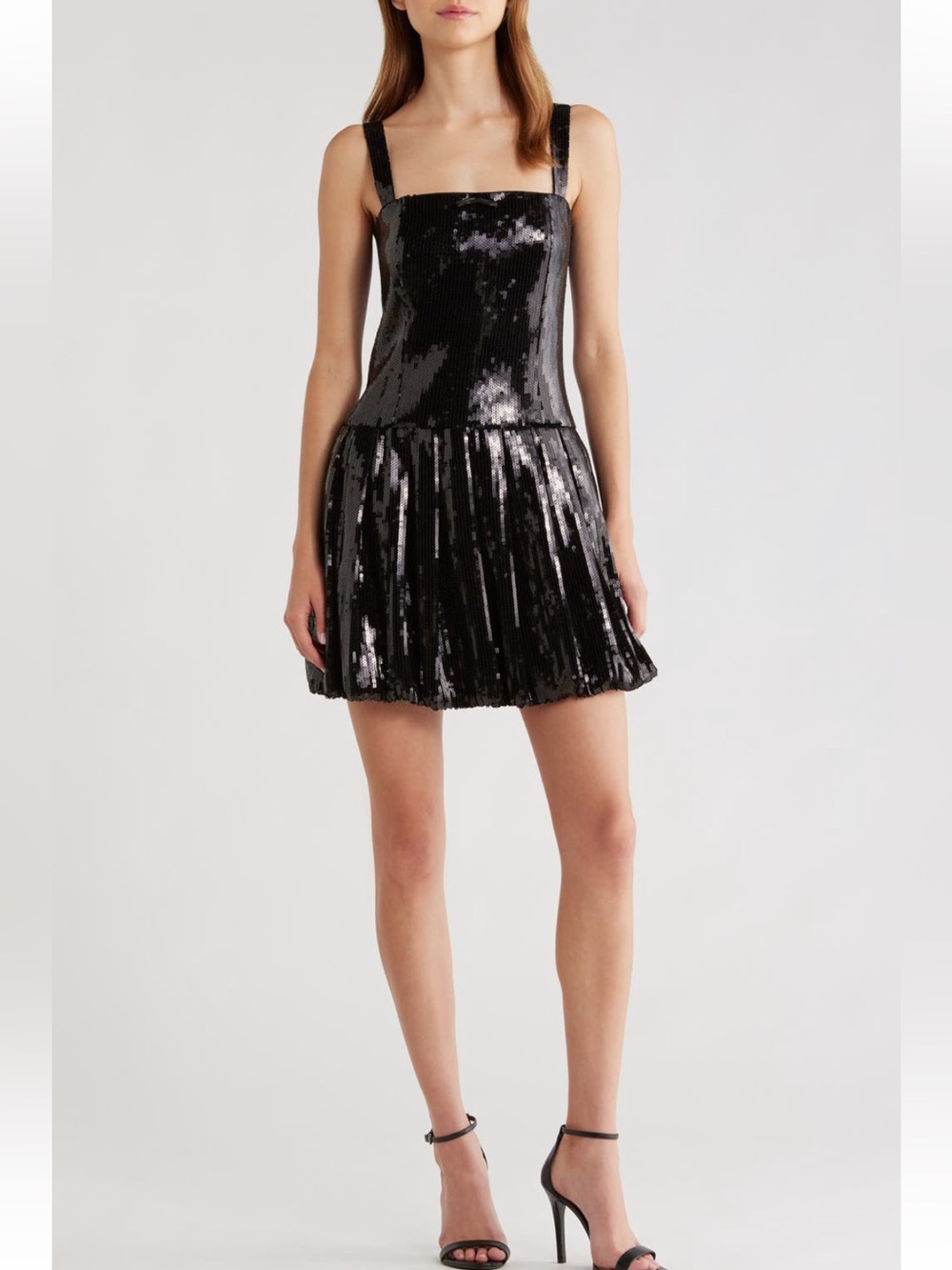WAYF Bella Bubble Hem Sequin Cocktail Minidress